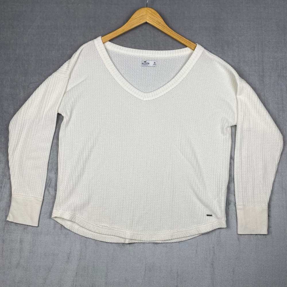 Hollister Womens Waffle Knit Top Medium Y2K Inspired L/S Thermal It Girl Basic